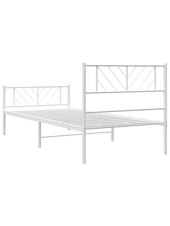 Gultas rāmis ar galvgali un kājgali, balts metāls, 80x200 cm