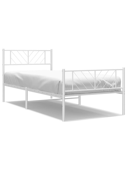 Gultas rāmis ar galvgali un kājgali, balts metāls, 100x200 cm