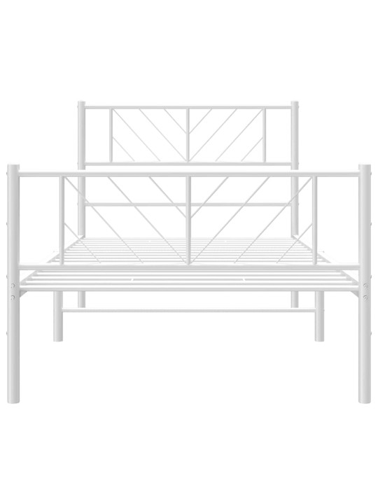 Gultas rāmis ar galvgali un kājgali, balts metāls, 100x200 cm