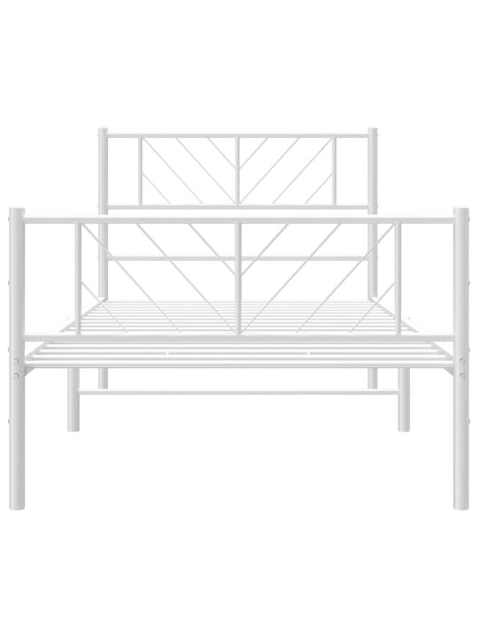 Gultas rāmis ar galvgali un kājgali, balts metāls, 107x203 cm