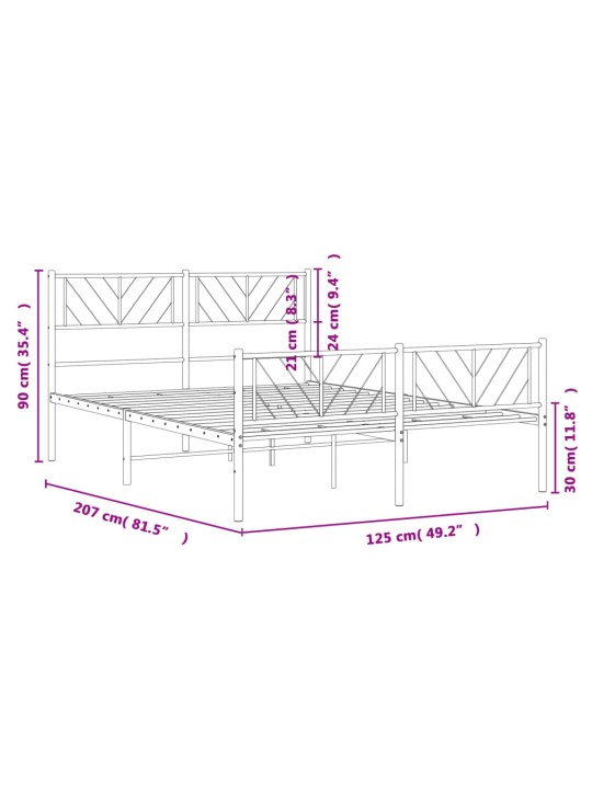 Gultas rāmis ar galvgali un kājgali, balts metāls, 120x200 cm
