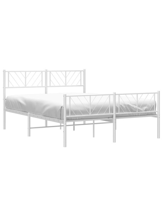 Gultas rāmis ar galvgali un kājgali, balts metāls, 135x290 cm