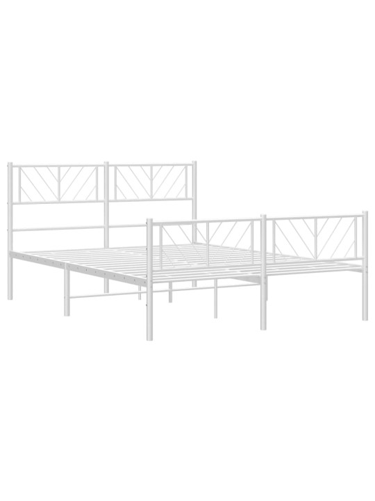 Gultas rāmis ar galvgali un kājgali, balts metāls, 135x290 cm