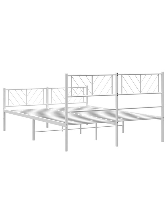 Gultas rāmis ar galvgali un kājgali, balts metāls, 135x290 cm