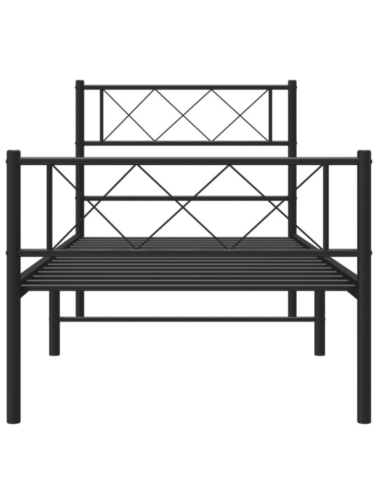 Gultas rāmis ar galvgali un kājgali, melns metāls, 100x200 cm