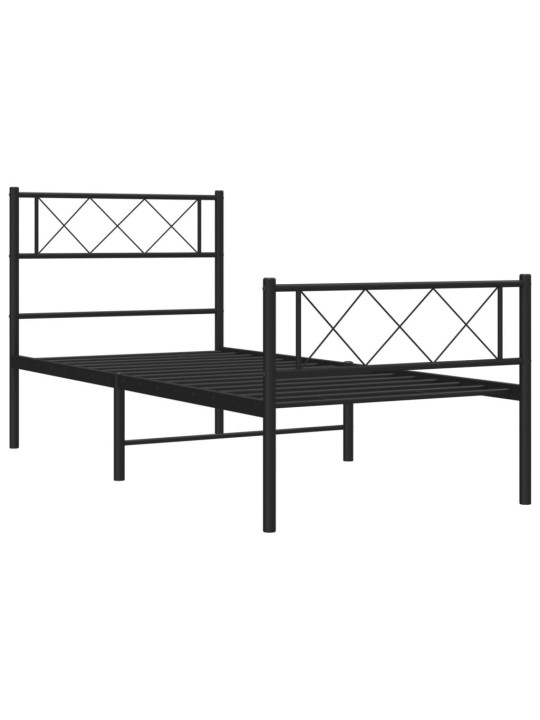 Gultas rāmis ar galvgali un kājgali, melns metāls, 100x200 cm