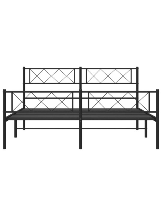 Gultas rāmis ar galvgali un kājgali, melns metāls, 120x190 cm