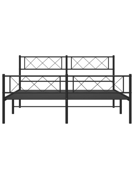 Gultas rāmis ar galvgali un kājgali, melns metāls, 120x200 cm