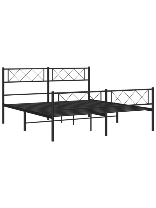 Gultas rāmis ar galvgali un kājgali, melns metāls, 120x200 cm