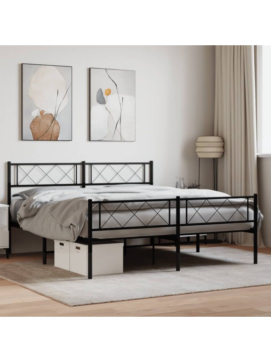 Gultas rāmis ar galvgali un kājgali, melns metāls, 120x200 cm