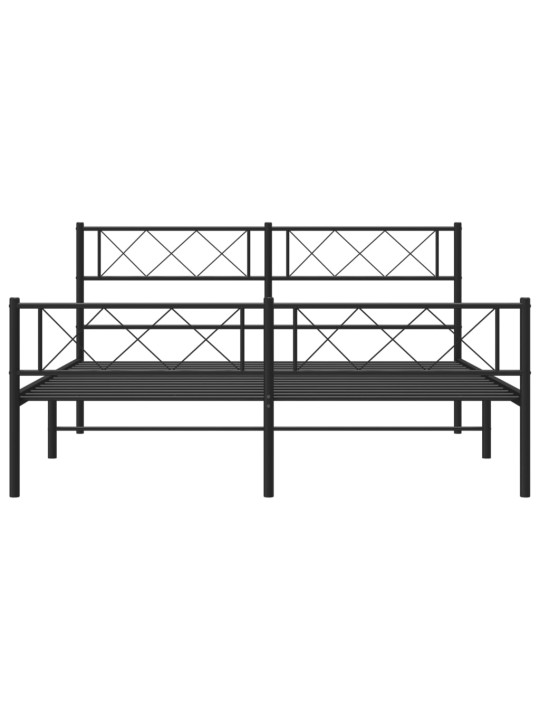 Gultas rāmis ar galvgali un kājgali, melns metāls, 140x190 cm