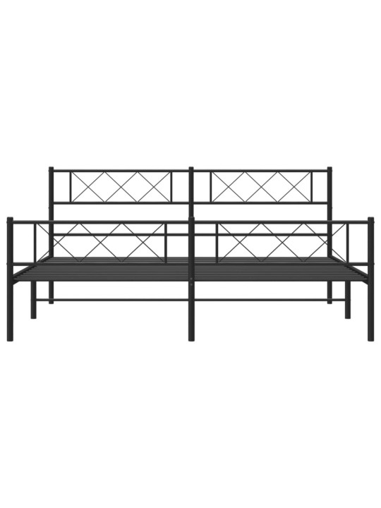 Gultas rāmis ar galvgali un kājgali, melns metāls, 200x200 cm