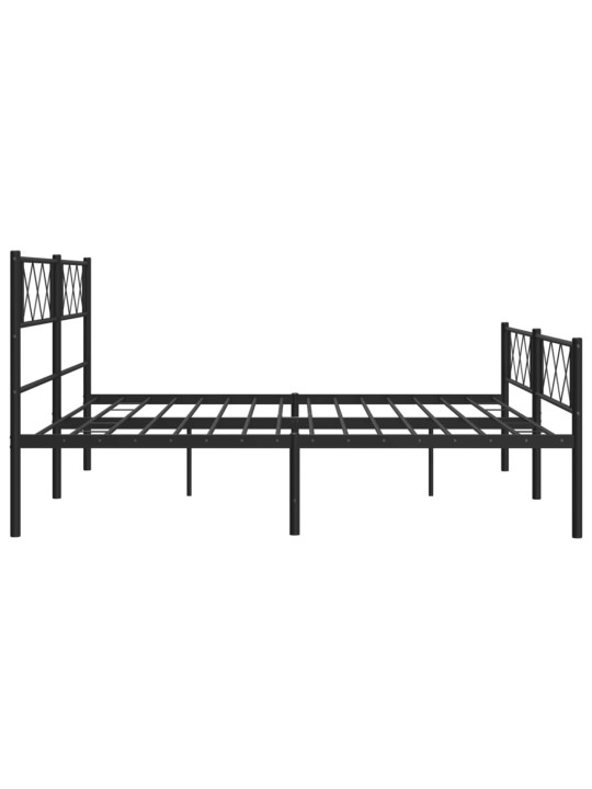 Gultas rāmis ar galvgali un kājgali, melns metāls, 200x200 cm
