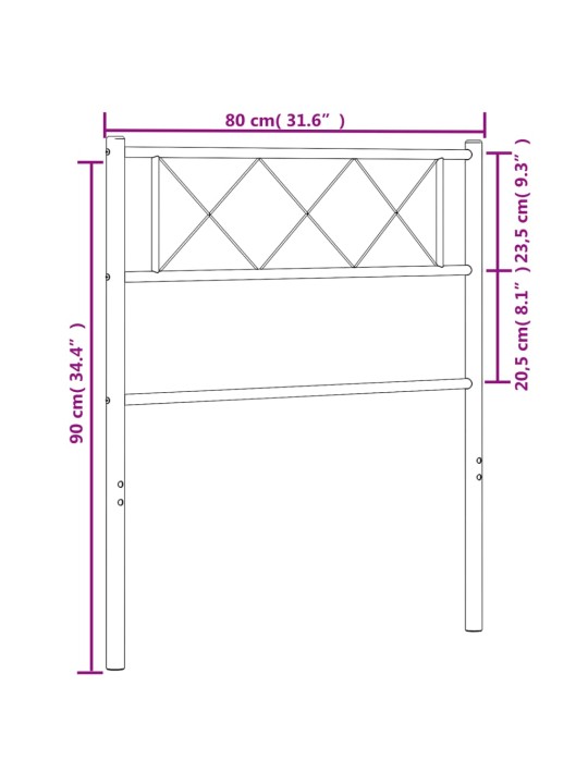 Gultas galvgalis, metāls, melns, 75 cm