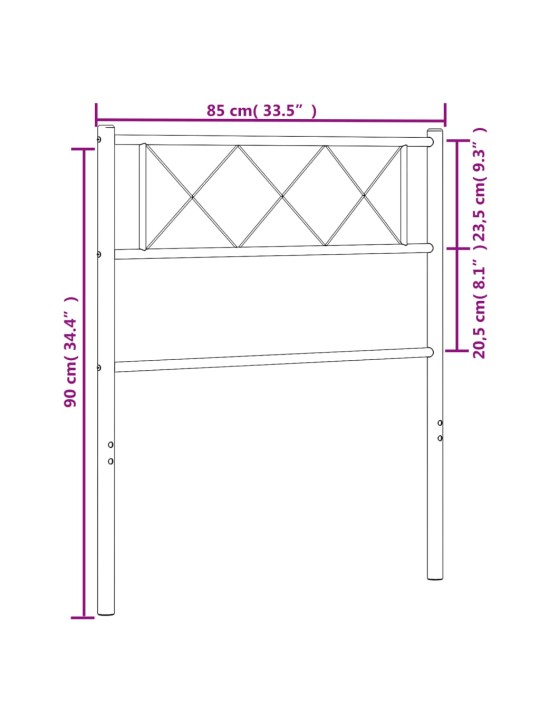 Gultas galvgalis, metāls, melns, 80 cm