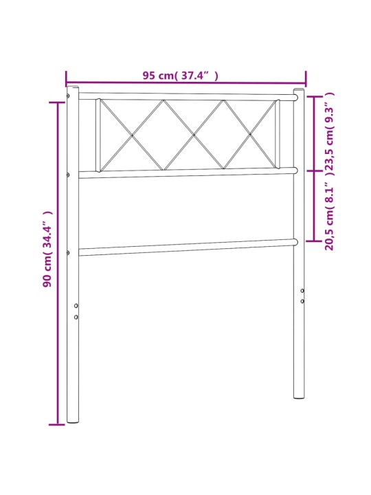 Gultas galvgalis, metāls, melns, 90 cm