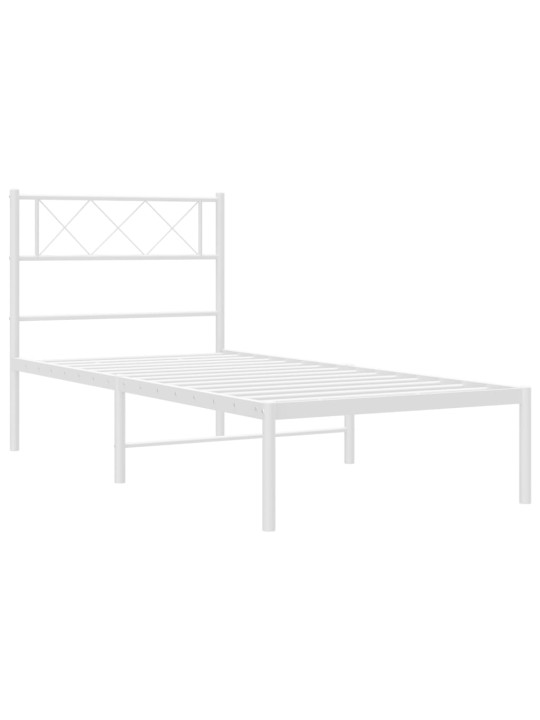 Gultas rāmis ar galvgali, balts metāls, 100x200 cm