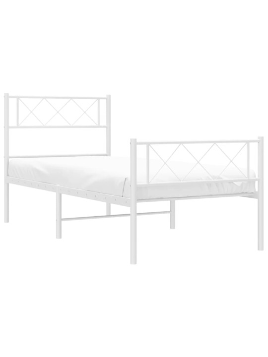 Gultas rāmis ar galvgali un kājgali, balts metāls, 90x200 cm