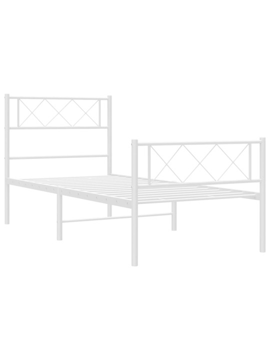 Gultas rāmis ar galvgali un kājgali, balts metāls, 90x200 cm
