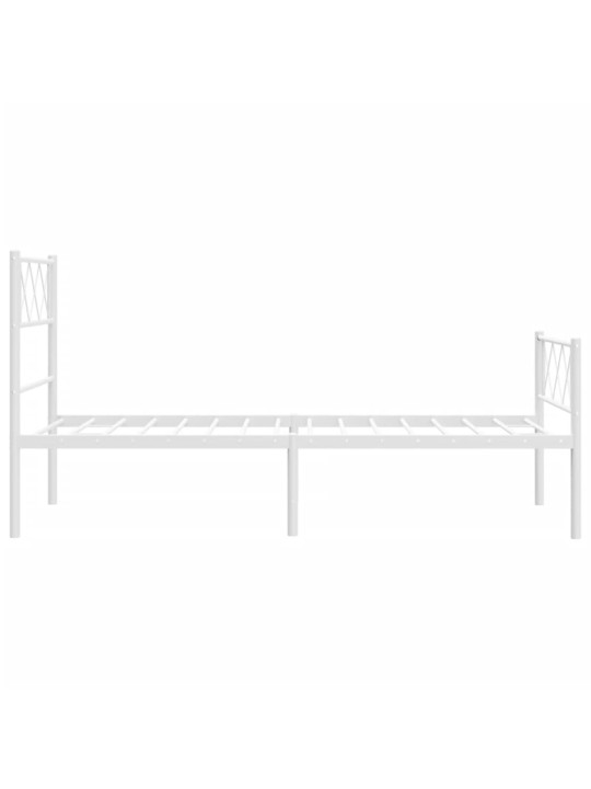 Gultas rāmis ar galvgali un kājgali, balts metāls, 100x190 cm