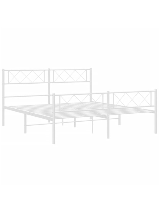 Gultas rāmis ar galvgali un kājgali, balts metāls, 120x200 cm