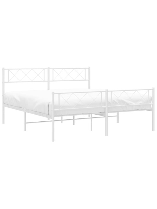 Gultas rāmis ar galvgali un kājgali, balts metāls, 135x290 cm