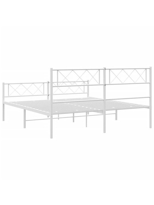 Gultas rāmis ar galvgali un kājgali, balts metāls, 135x290 cm