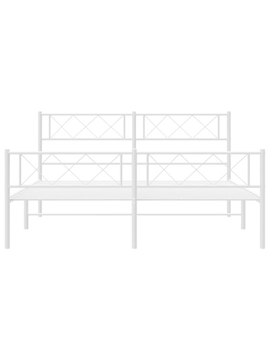 Gultas rāmis ar galvgali un kājgali, balts metāls, 140x200 cm