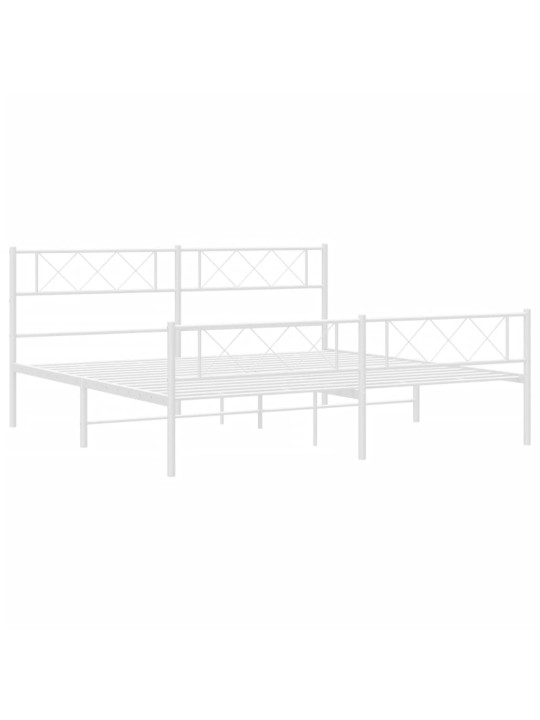 Gultas rāmis ar galvgali un kājgali, balts metāls, 200x200 cm