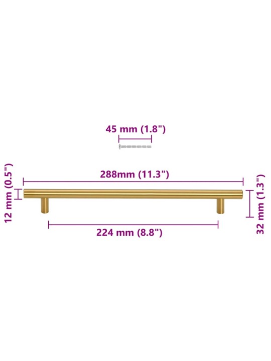 Skapja rokturi, 5 gab., zelta, 224 mm, nerūsējošais tērauds