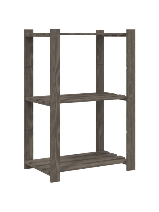 3-līmeņu glabāšanas plaukts, pelēks, 60x38x90 cm, priedes koks