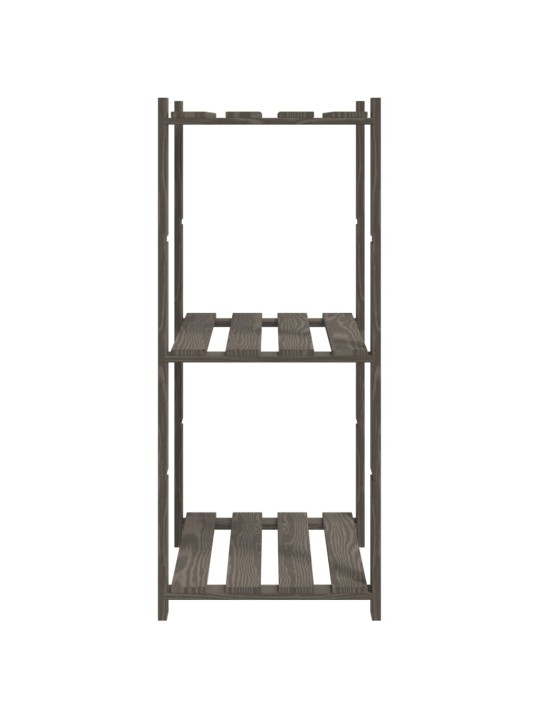 3-līmeņu glabāšanas plaukts, pelēks, 60x38x90 cm, priedes koks