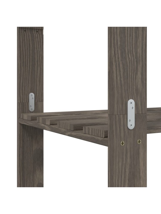 3-līmeņu glabāšanas plaukts, pelēks, 60x38x90 cm, priedes koks
