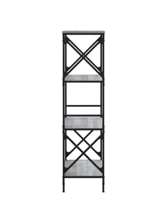 Grāmatu plaukts, 4 līmeņi, pelēks, 59x35x132 cm, koks