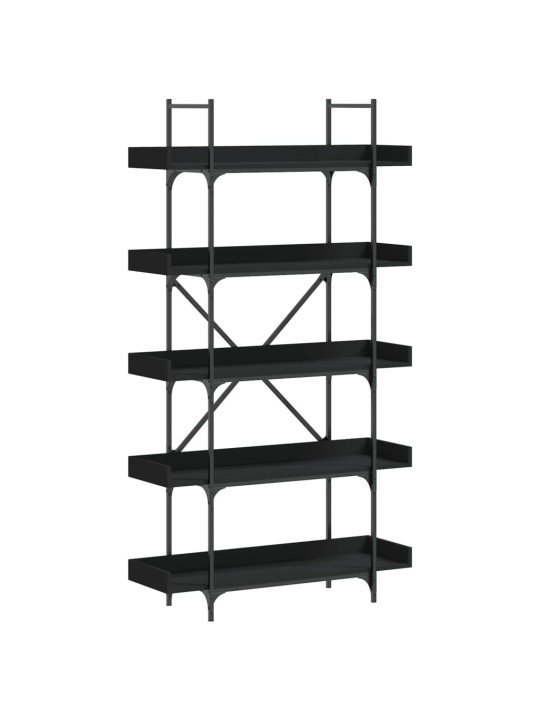 Grāmatu plaukts, 5 līmeņi, melns, 100x33x180,5 cm, koks