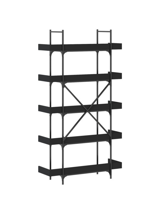 Grāmatu plaukts, 5 līmeņi, melns, 100x33x180,5 cm, koks