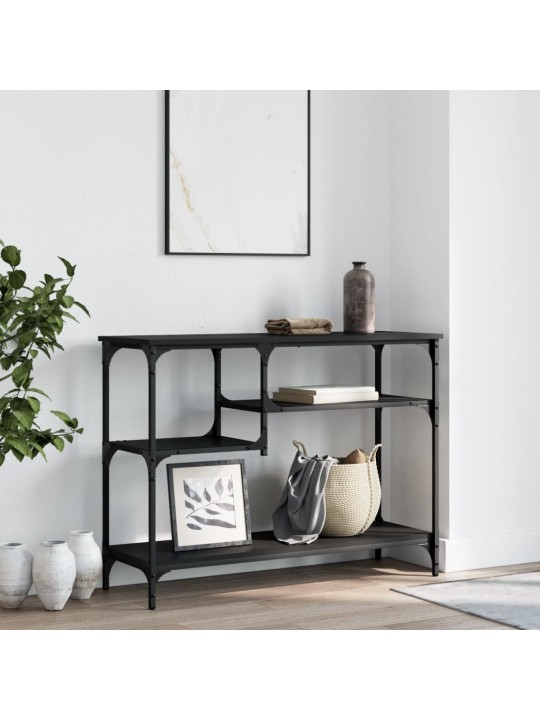 Konsoles galdiņš ar plauktiem, melns, 100x35x75 cm
