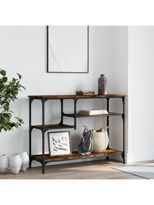 Konsoles galdiņš ar plauktiem, ozolkoka krāsa, 100x35x75 cm