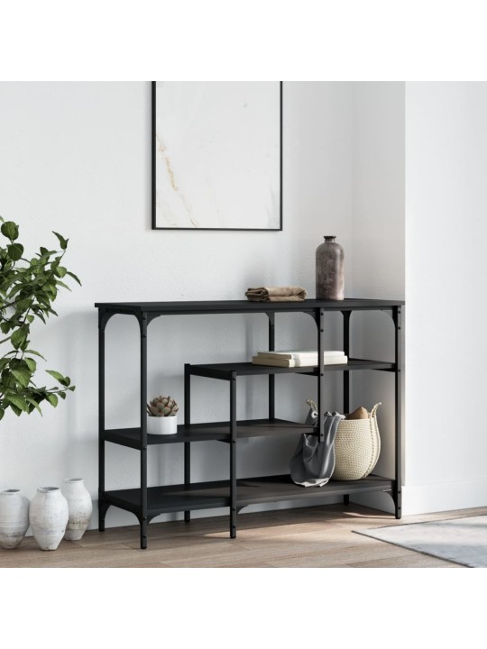 Konsoles galdiņš ar plauktiem, melns, 100x35x75 cm