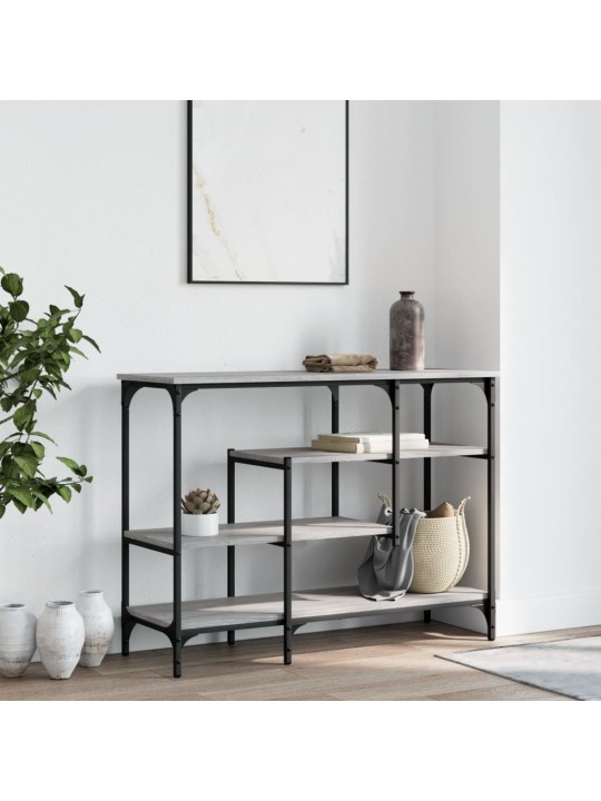 Konsoles galdiņš ar plauktiem, pelēks koks, 100x35x75 cm