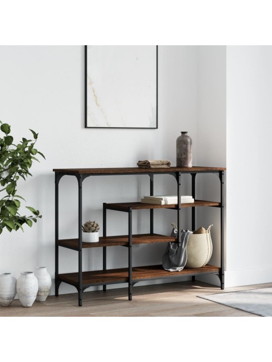 Konsoles galdiņš ar plauktiem, brūna koka krāsa, 100x35x75 cm
