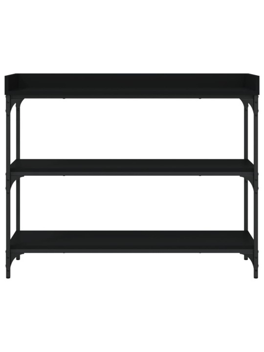 Konsoles galdiņš ar plauktiem, melns, 100x30x80 cm