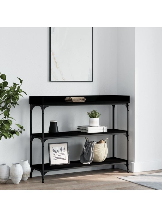 Konsoles galdiņš ar plauktiem, melns, 100x30x80 cm