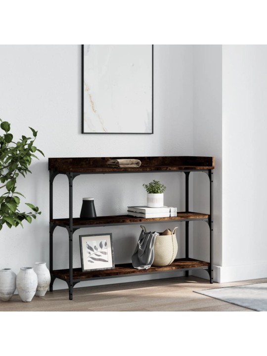 Konsoles galdiņš ar plauktiem, ozolkoka krāsa, 100x30x80 cm