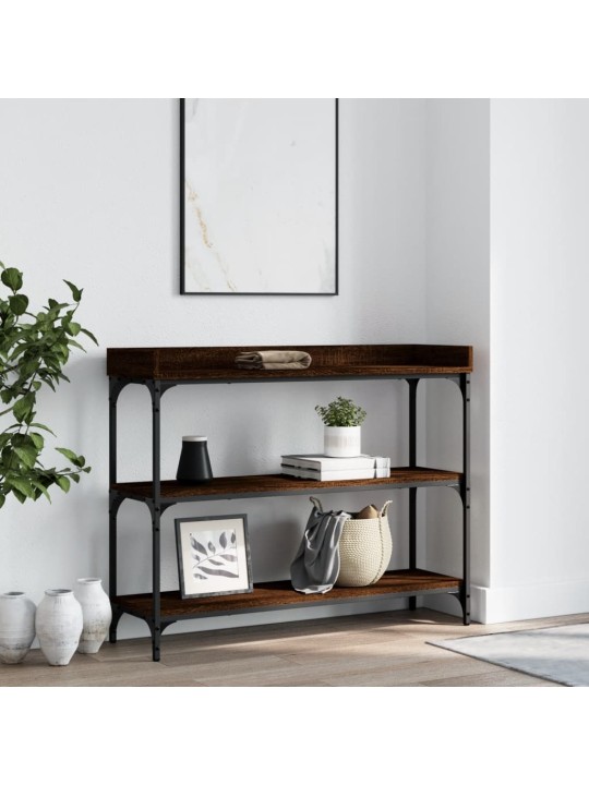 Konsoles galdiņš ar plauktiem, brūna koka krāsa, 100x30x80 cm