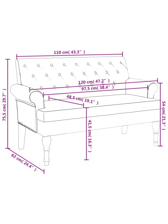 Sols ar atzveltni, 120x62x75,5 cm, lins