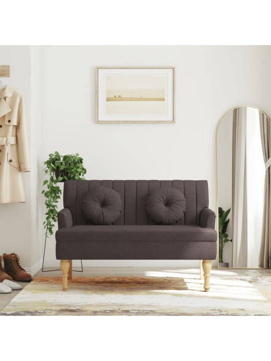 Sols ar spilveniem, 113x64,5x75,5 cm, tumši brūns audums