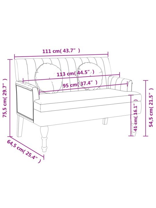 Sols ar spilveniem, 113x64,5x75,5 cm, zils audums