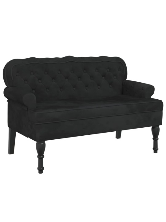 Sols ar atzveltni, melns, 119,5x64,5x75 cm, samts