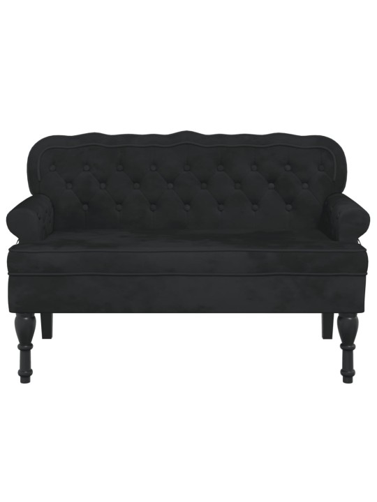 Sols ar atzveltni, melns, 119,5x64,5x75 cm, samts